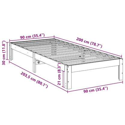 Giroletto senza Materasso 90x200 cm in Legno Massello di Pino | homemem39