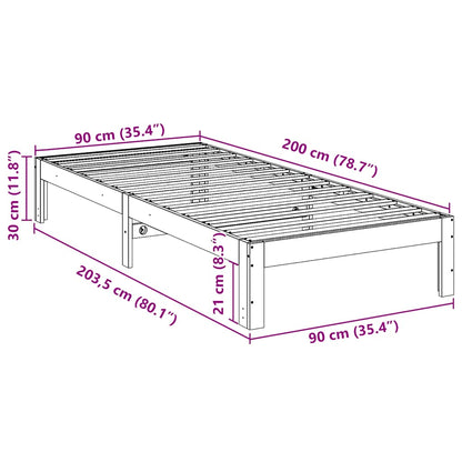 Giroletto senza Materasso Bianco 90x200 cm Legno Massello Pino | homemem39