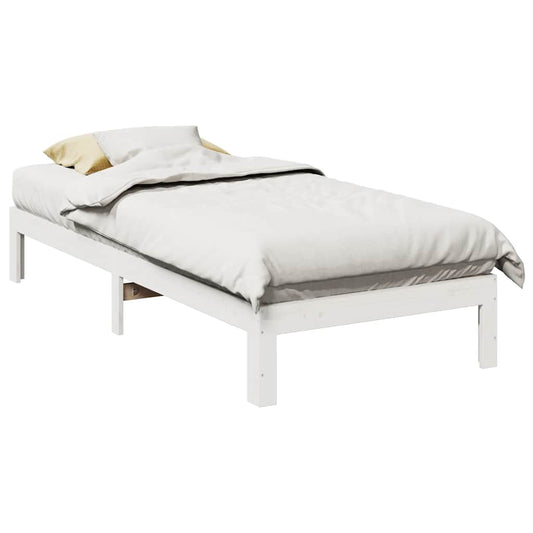 Giroletto senza Materasso Bianco 90x200 cm Legno Massello Pino | homemem39
