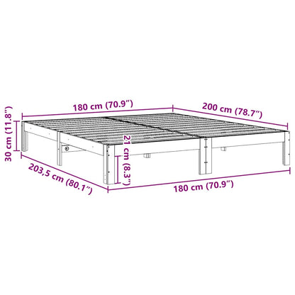 Giroletto senza Materasso Bianco 180x200 cm Legno Massello Pino | homemem39