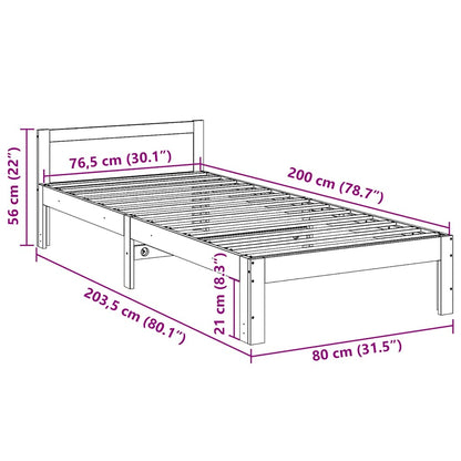 Letto senza Materasso Marrone Cera 80x200 cm Legno di Pino | homemem39
