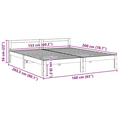Giroletto senza Materasso Bianco 160x200 cm Legno Massello Pino | homemem39