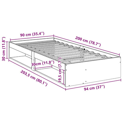 Dormeuse senza Materasso Marrone Cera 90x200 cm Legno di Pino | homemem39