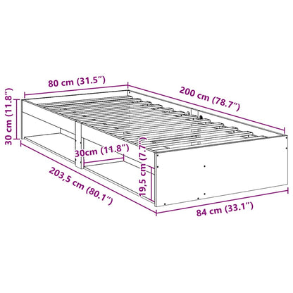Dormeuse senza Materasso Bianca 80x200 cm Legno Massello Pino | homemem39