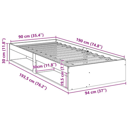 Dormeuse senza Materasso 90x190 cm in Legno Massello di Pino | homemem39