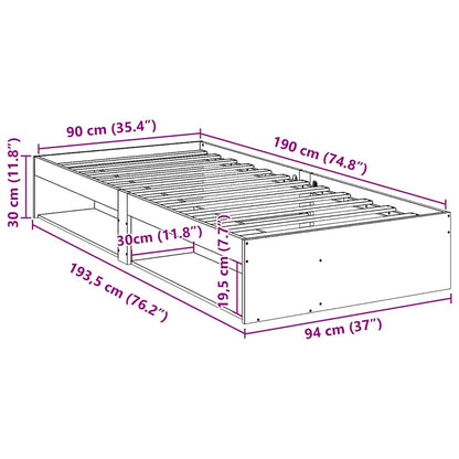 Dormeuse senza Materasso Marrone Cera 90x190 cm Legno di Pino | homemem39