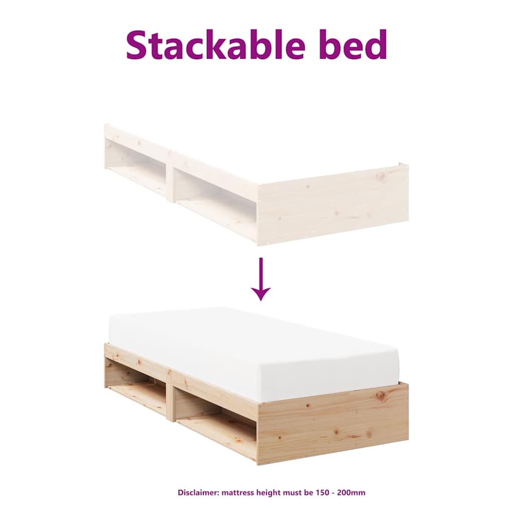 Dormeuse senza Materasso 75x190 cm in Legno Massello di Pino - homemem39