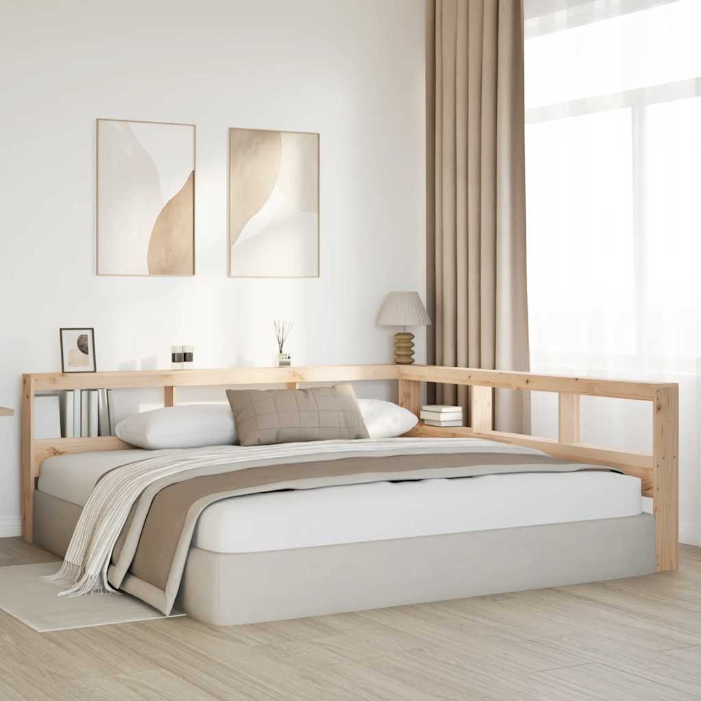 Testiera Libreria a L 200 cm in Legno Massello di Pino