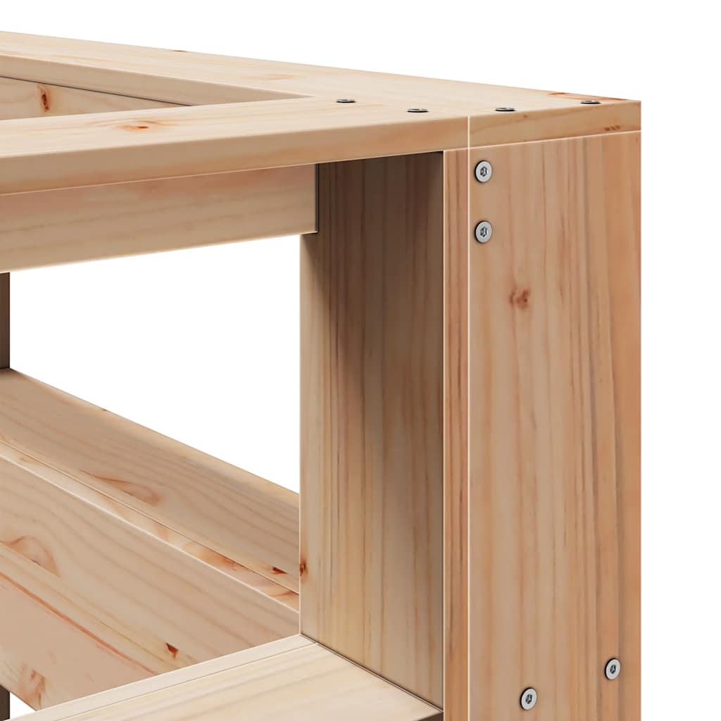 Testiera Libreria a L 140 cm in Legno Massello di Pino