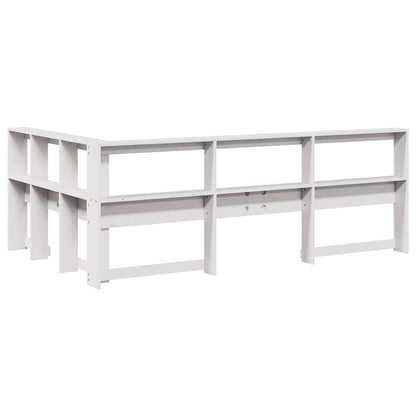 Testiera Libreria a L Bianca 120 cm in Legno Massello di Pino