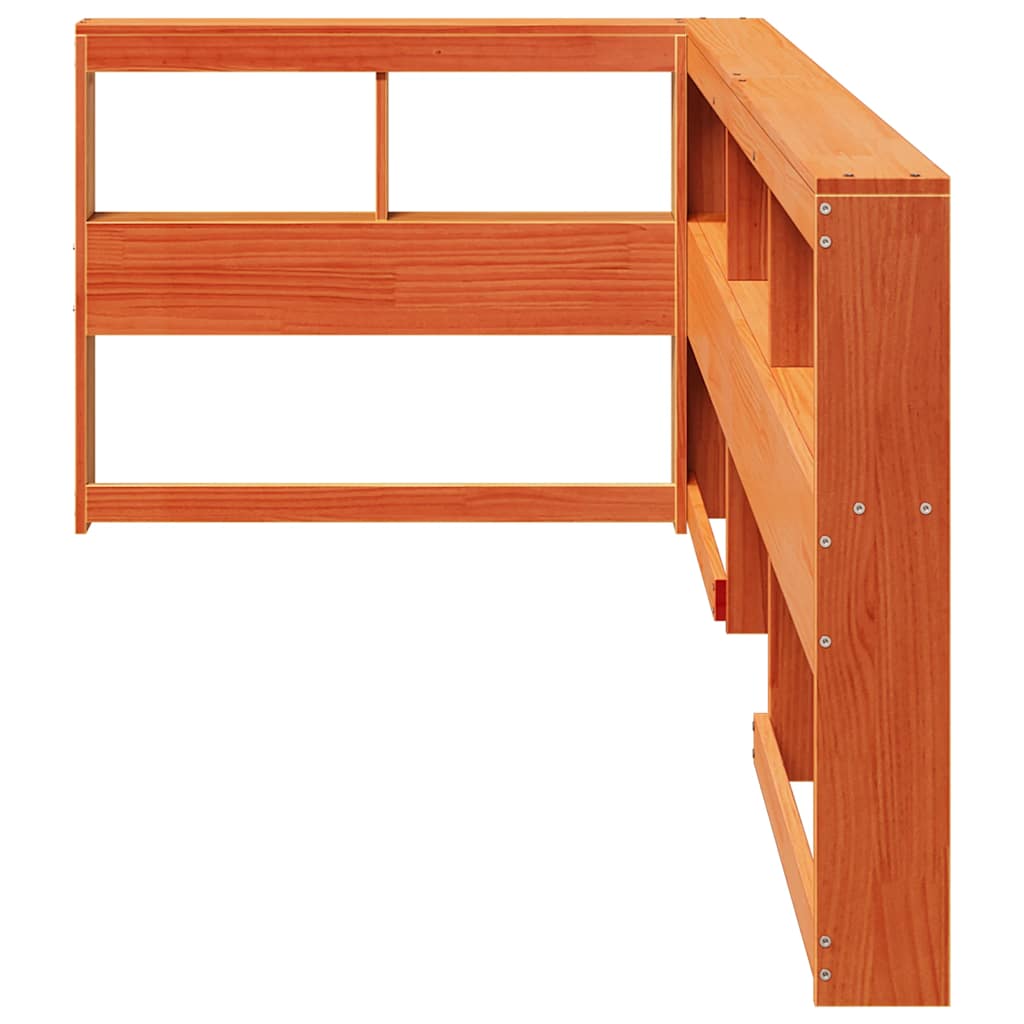 Testiera Libreria a L Marrone Cera 100cm Legno Massello di Pino