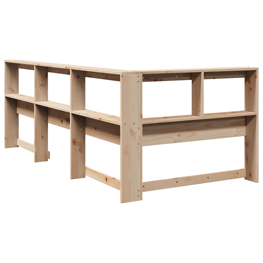 Testiera Libreria a L 90 cm in Legno Massello di Pino