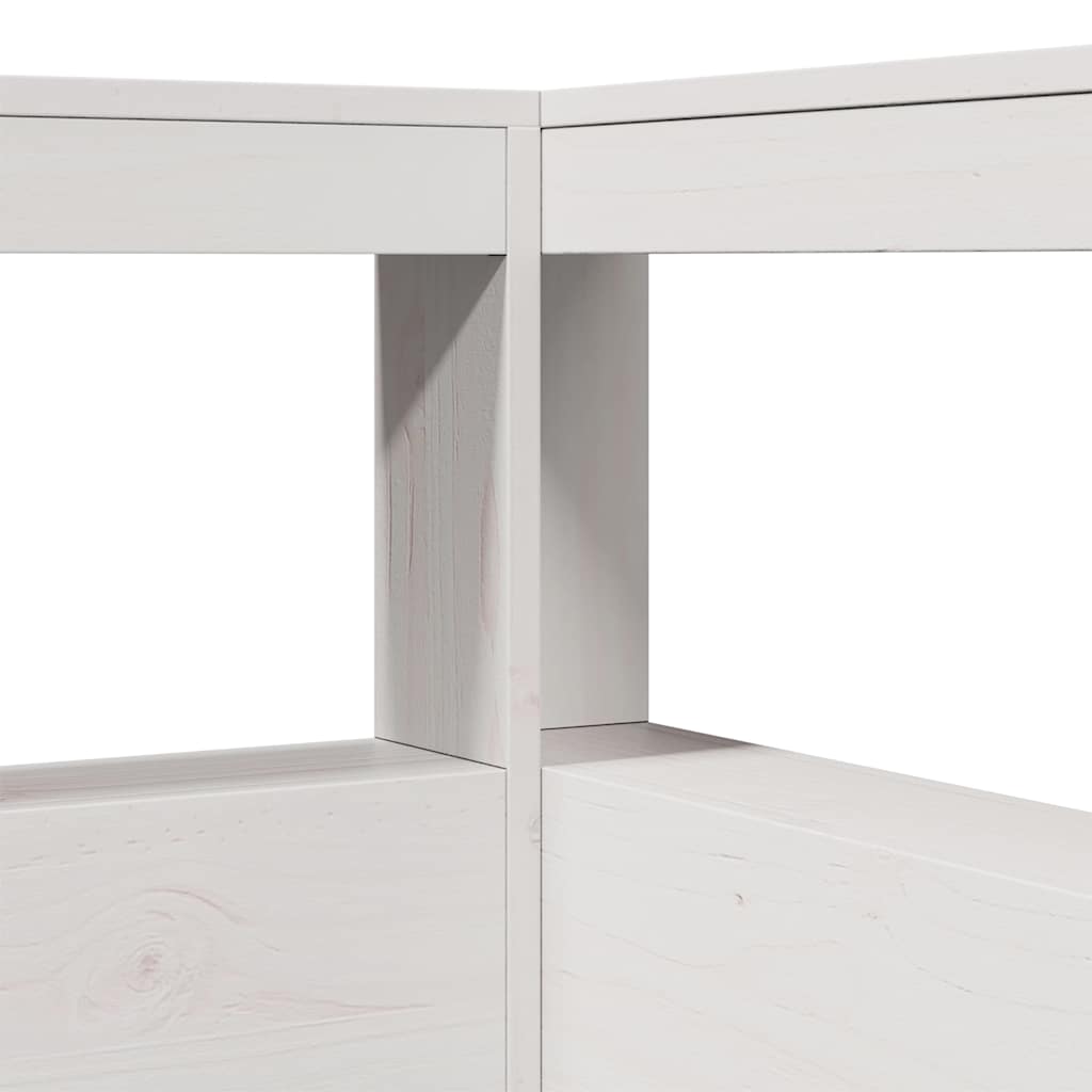 Testiera Libreria a L Bianca 80 cm in Legno Massello di Pino - homemem39