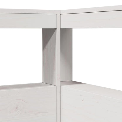 Testiera Libreria a L Bianca 80 cm in Legno Massello di Pino - homemem39