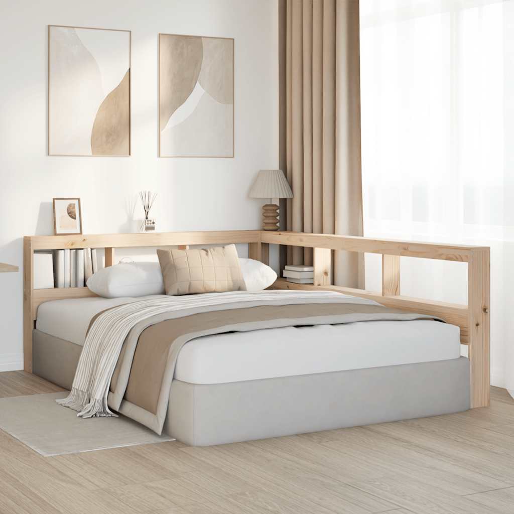 Testiera Libreria a L 140 cm in Legno Massello di Pino