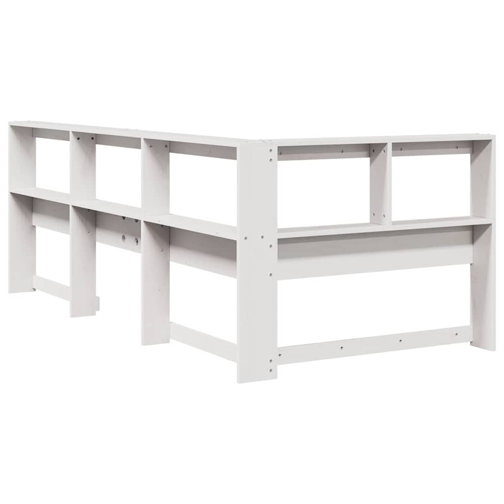 Testiera Libreria a L Bianca 90 cm in Legno Massello di Pino