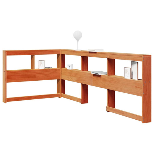 Testiera Libreria a L Marrone Cera 90 cm Legno Massello di Pino
