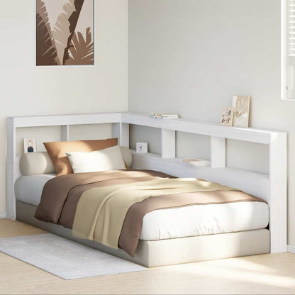 Testiera Libreria a L Bianca 75 cm in Legno Massello di Pino - homemem39