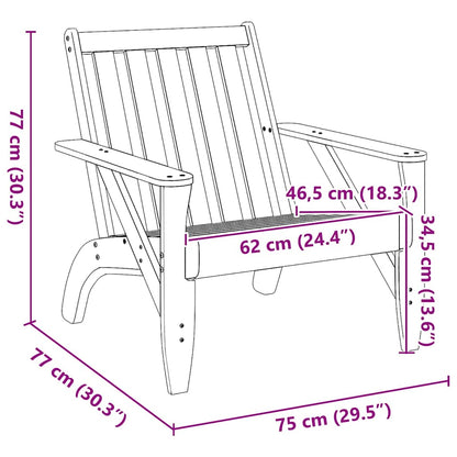 Sedia Adirondack da Giardino 75x77x77 cm Legno Massello di Pino