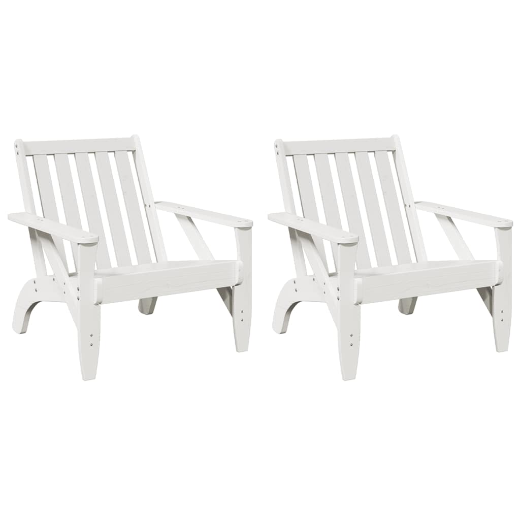 Sedie Adirondack da Giardino 2pz Bianche Legno Massello di Pino