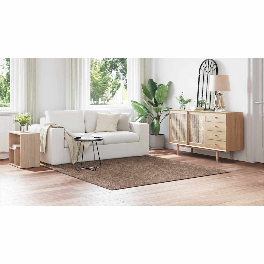 Tappeto Shaggy Antiscivolo Marrone 200 x 200 cm PP