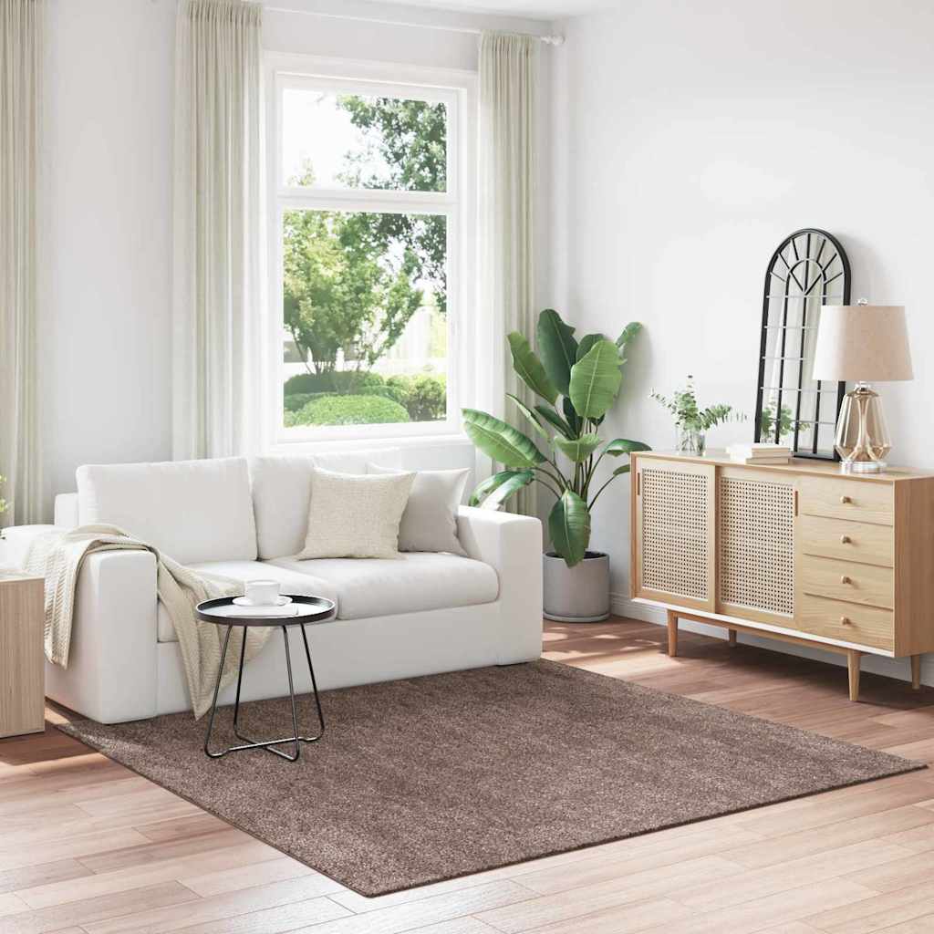 Tappeto Shaggy Antiscivolo Marrone 200 x 200 cm PP