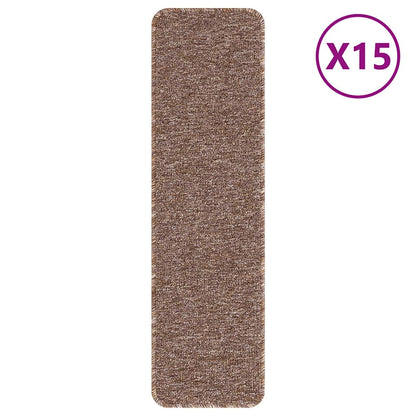 Tappetini Antiscivolo per Scale 15 pcs Marrone 75 x 20 cm PP | homemem39