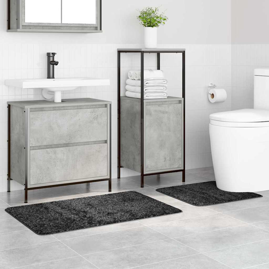 Set di tappetini antiscivolo per il bagno 2 pcs Grigio scuro PP
