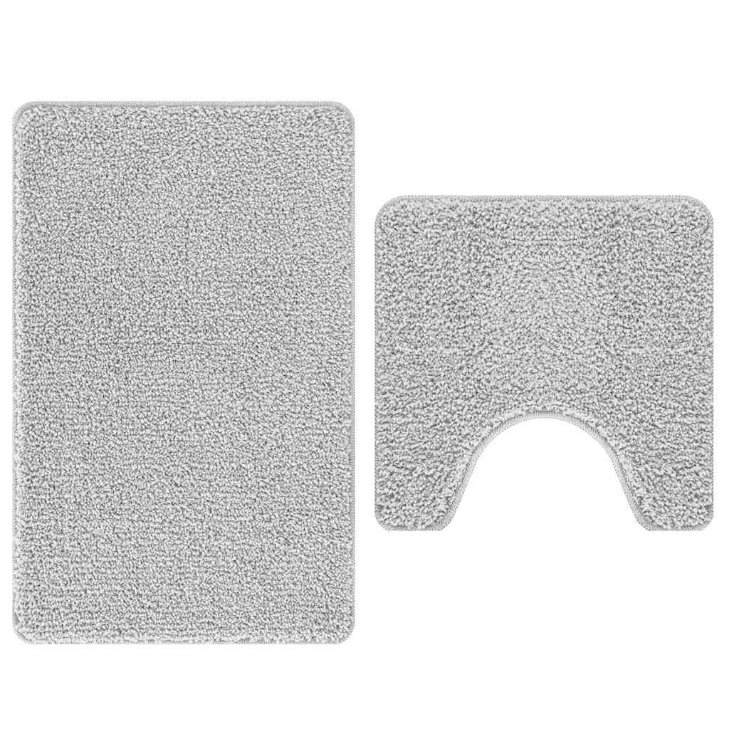 Set di tappetini antiscivolo per il bagno 2 pcs Grigio PP | homemem39