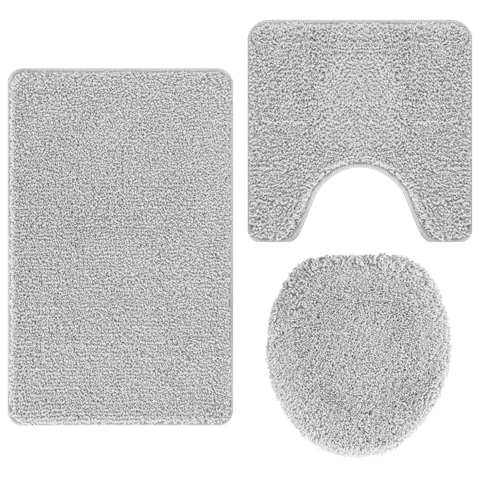 Set di tappetini antiscivolo per il bagno 3 pcs Grigio PP | homemem39