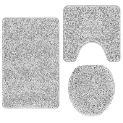 Set di tappetini antiscivolo per il bagno 3 pcs Grigio PP | homemem39