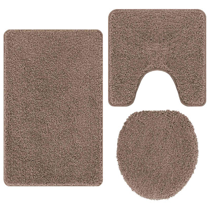 Set di tappetini antiscivolo per il bagno 3 pcs Marrone PP | homemem39