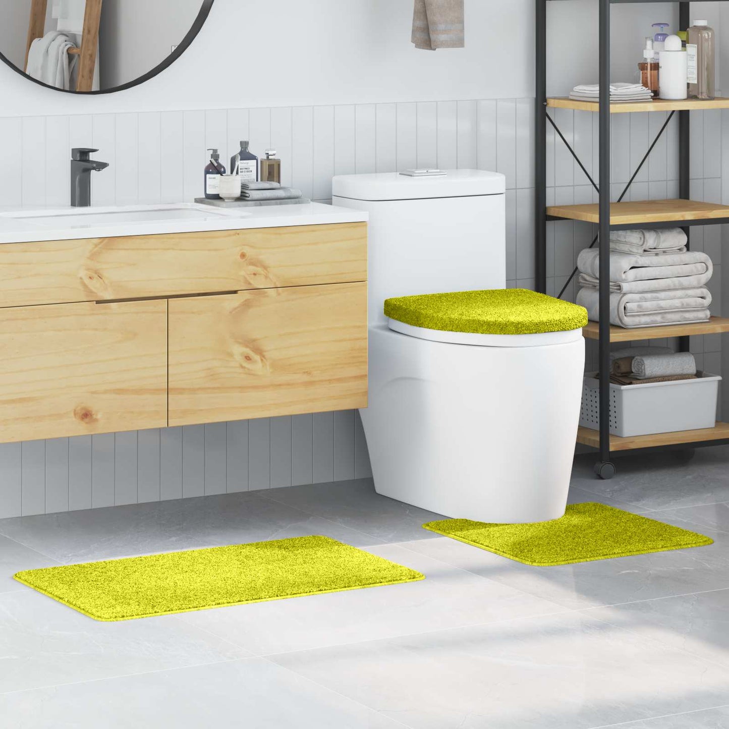 Set di tappetini antiscivolo per il bagno 3 pcs Verde PP | homemem39