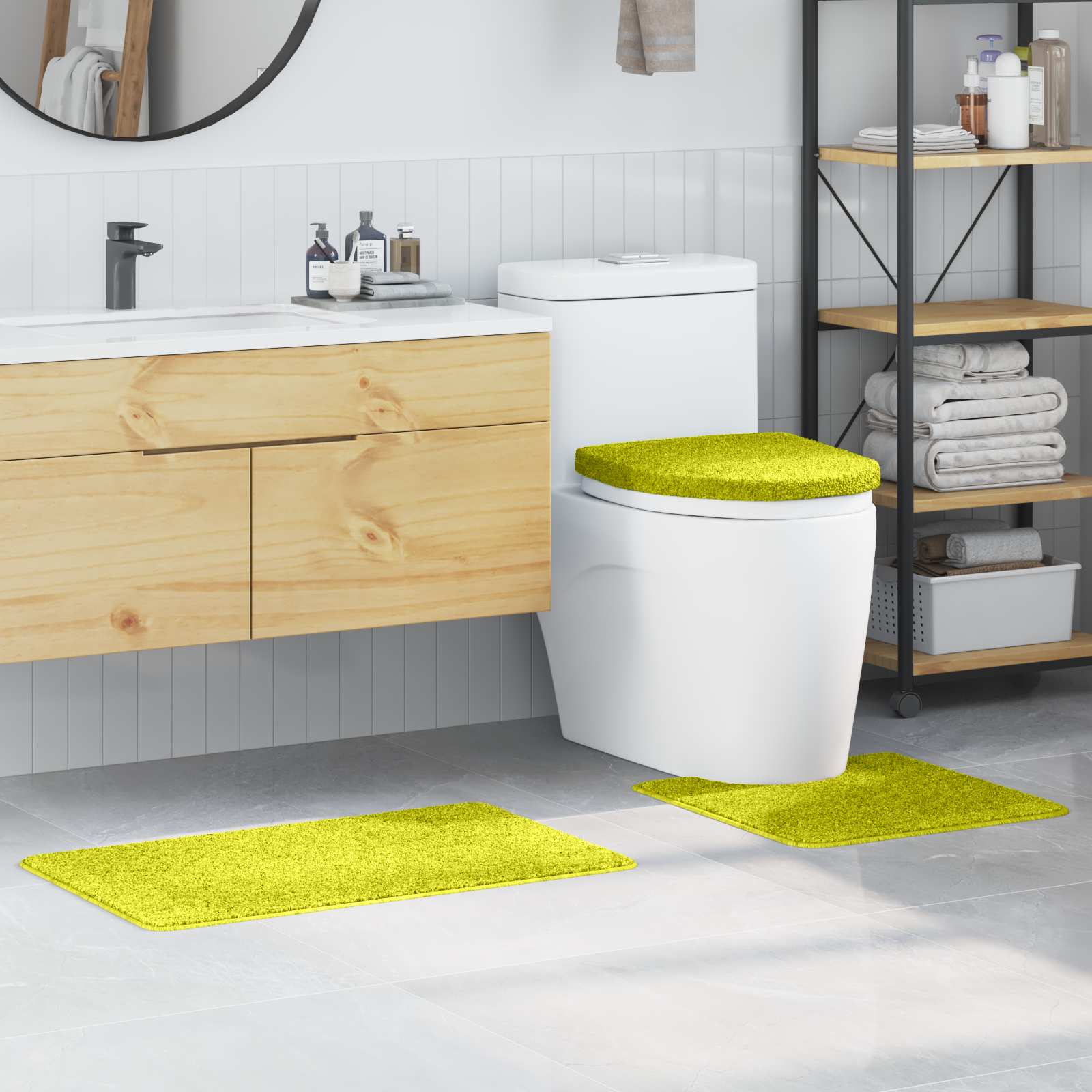 Set di tappetini antiscivolo per il bagno 3 pcs Verde PP | homemem39