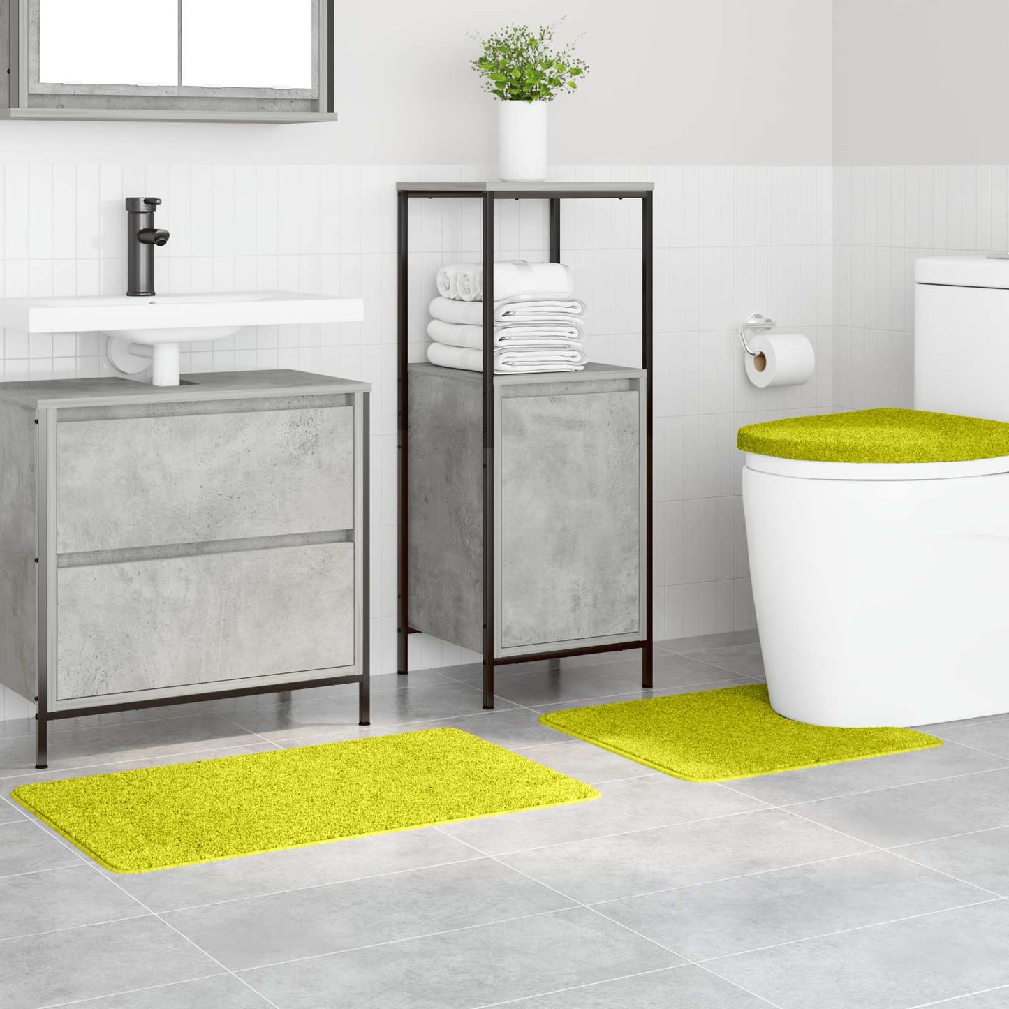 Set di tappetini antiscivolo per il bagno 3 pcs Verde PP | homemem39