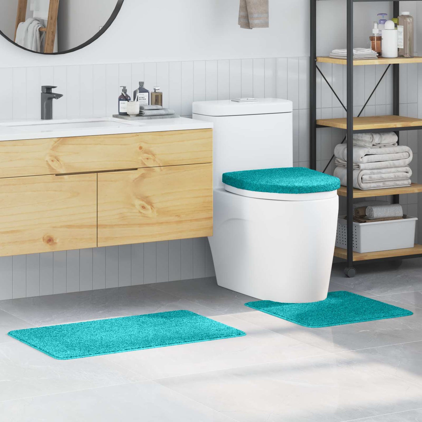 Set di tappetini antiscivolo per il bagno 3 pcs Turchese PP | homemem39