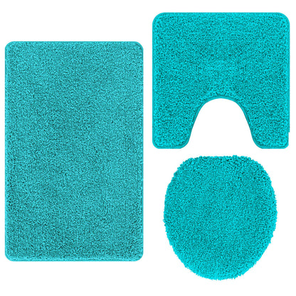 Set di tappetini antiscivolo per il bagno 3 pcs Turchese PP | homemem39