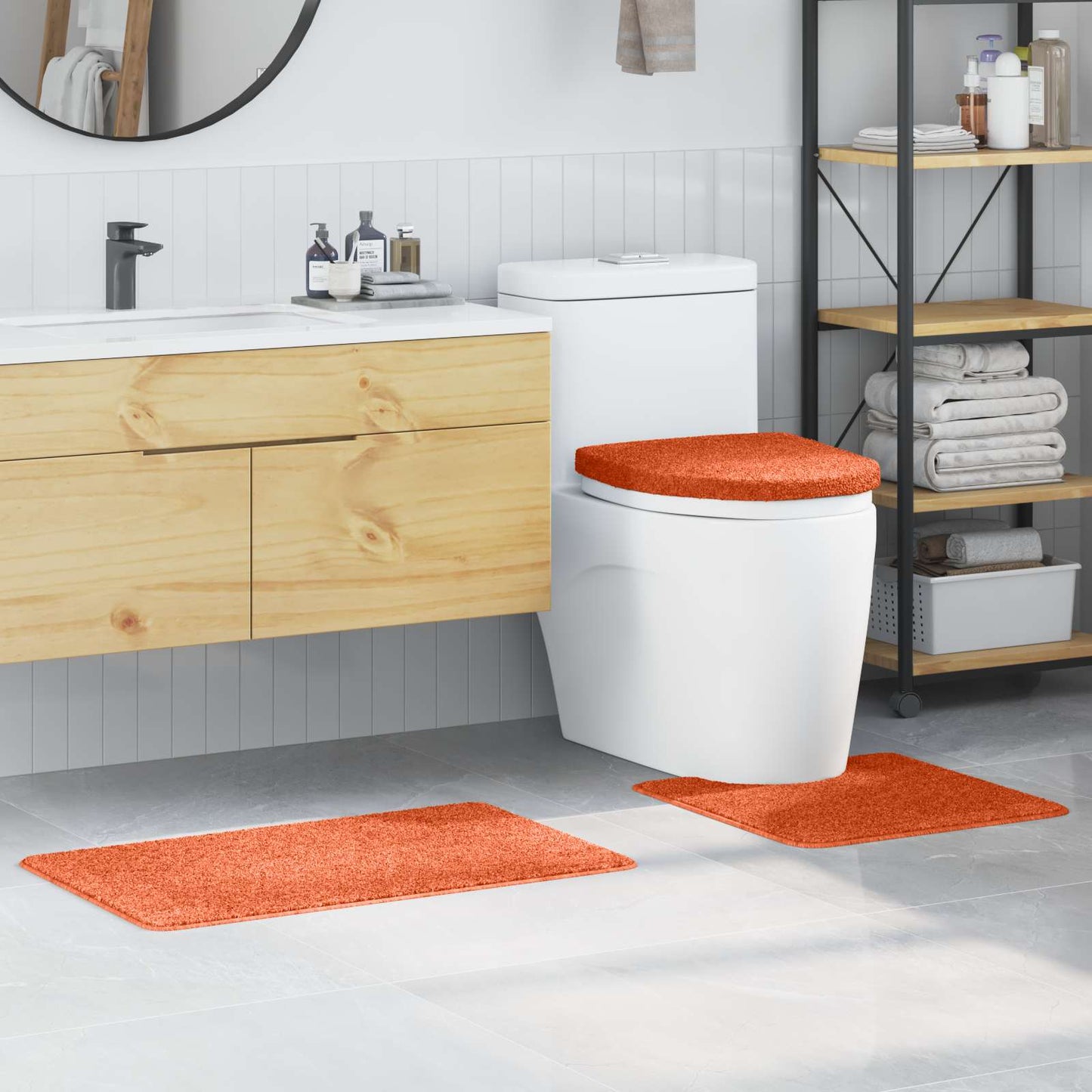 Set di tappetini antiscivolo per il bagno 3 pcs Arancione PP | homemem39
