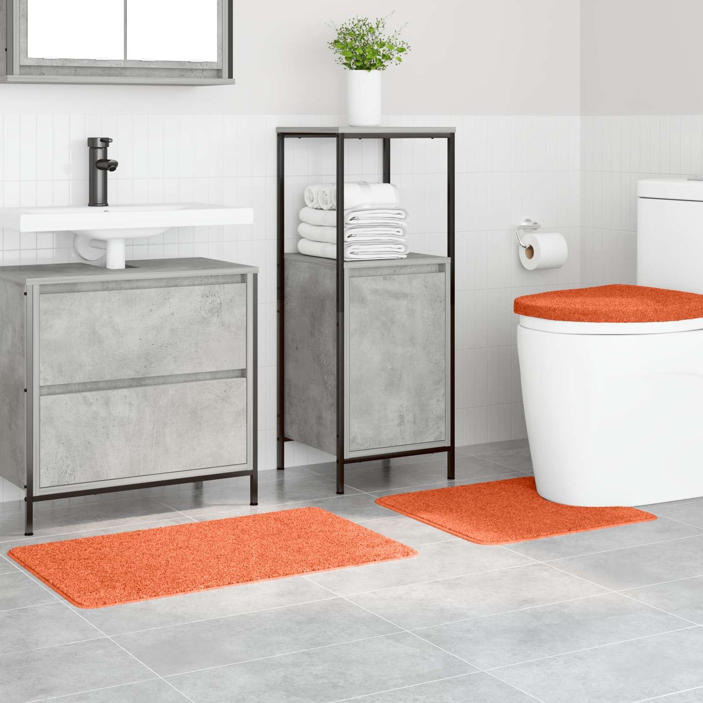 Set di tappetini antiscivolo per il bagno 3 pcs Arancione PP | homemem39