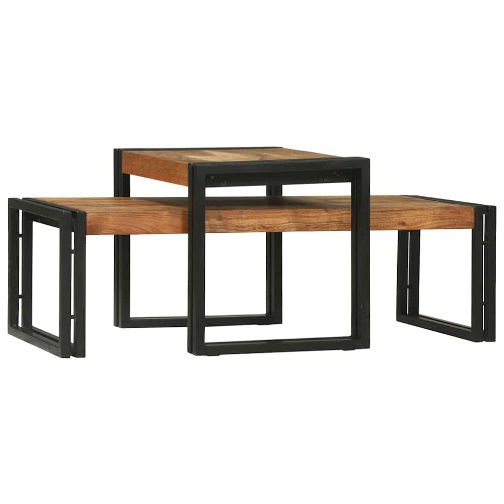 Tavolino da salotto 2 pcs Marrone Legno di Acacia Massello | homemem39