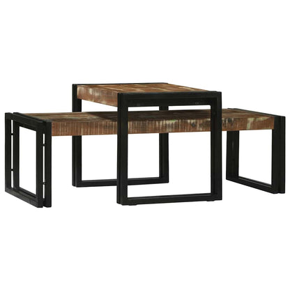 Tavolino da salotto 2 pcs Multicolore Legno Recuperato Massello | homemem39