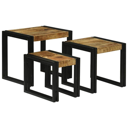 Tavolo Nesting 3 pcs Legno massello di mango ruvido