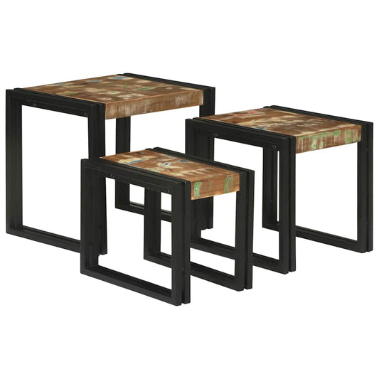 Tavoli da annidamento 3 pcs Legno massello di recupero