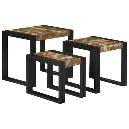 Tavoli da annidamento 3 pcs Legno massello di recupero