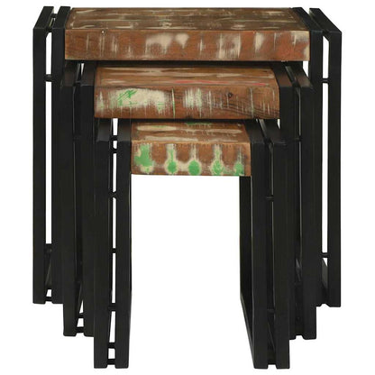 Tavoli da annidamento 3 pcs Legno massello di recupero