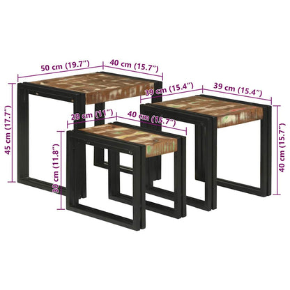Tavoli da annidamento 3 pcs Legno massello di recupero