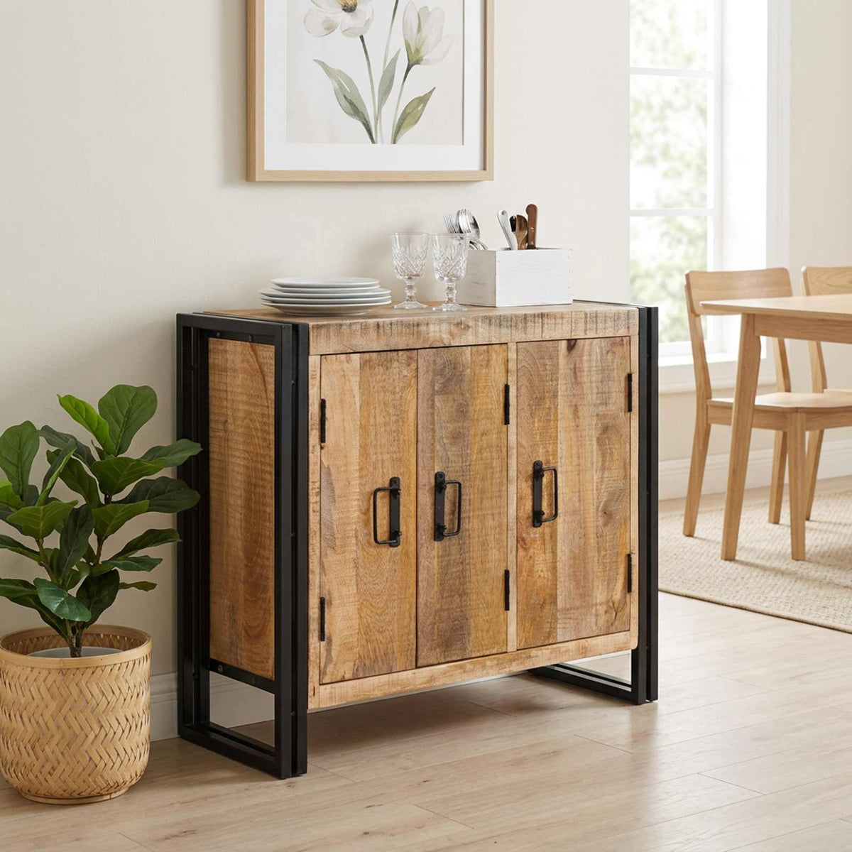 Credenza Marrone 80 x 33 x 70 cm legno massello di mango