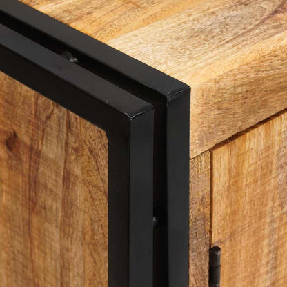 Highboard con Ante Legno di Mango Massello Grezzo e Metallo