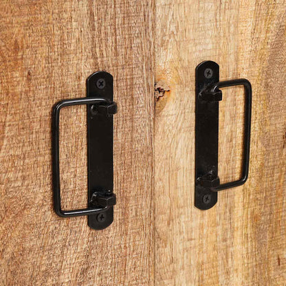 Highboard con Ante Legno di Mango Massello Grezzo e Metallo