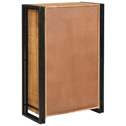Highboard con Ante Legno di Mango Massello Grezzo e Metallo